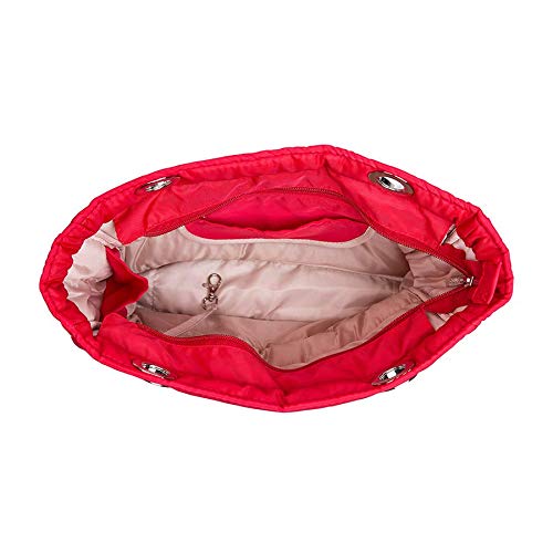 Bolsa para mujer marca Sundar ® Basica Roja c/cierre asas Plata Tradicional