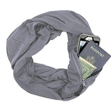 Zebery Bufanda de Viaje Unisex Infinity Loop con Bolsillo Oculto con Cierre, Color sólido, Blanco, One Size fit All