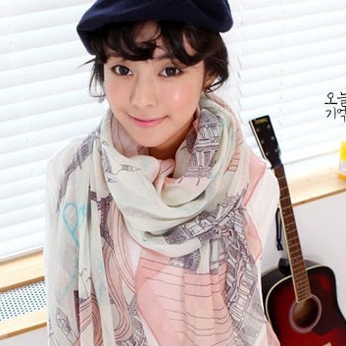 Polytree Women's Voile Eiffel Tower Scarf