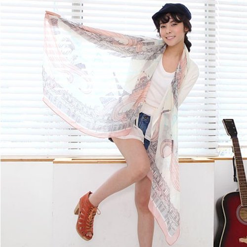 Polytree Women's Voile Eiffel Tower Scarf