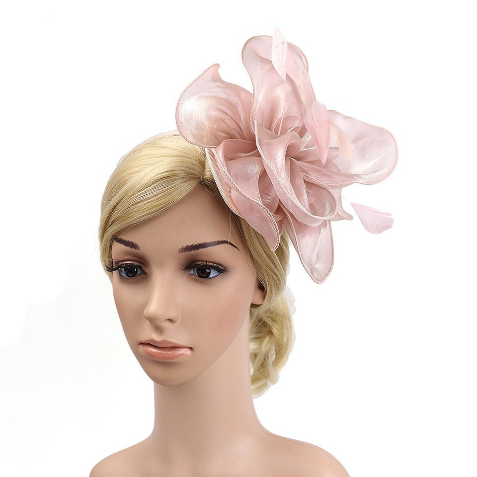 Bonito accesorio para el pelo dama Vintage boda Ascot razas velo de plumas Fascinator 1920 Gatsby sombrero de lujo