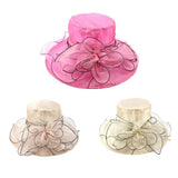 BrawljRORty - Sombrero para mujer, elegante, para boda, fiesta, iglesia, viaje, dama, ala ancha, flor, Azul, Una talla