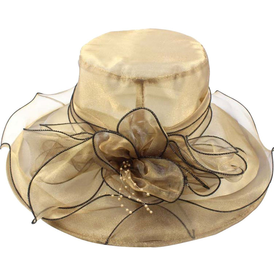 BrawljRORty - Sombrero para mujer, elegante, para boda, fiesta, iglesia, viaje, dama, ala ancha, flor, Azul, Una talla