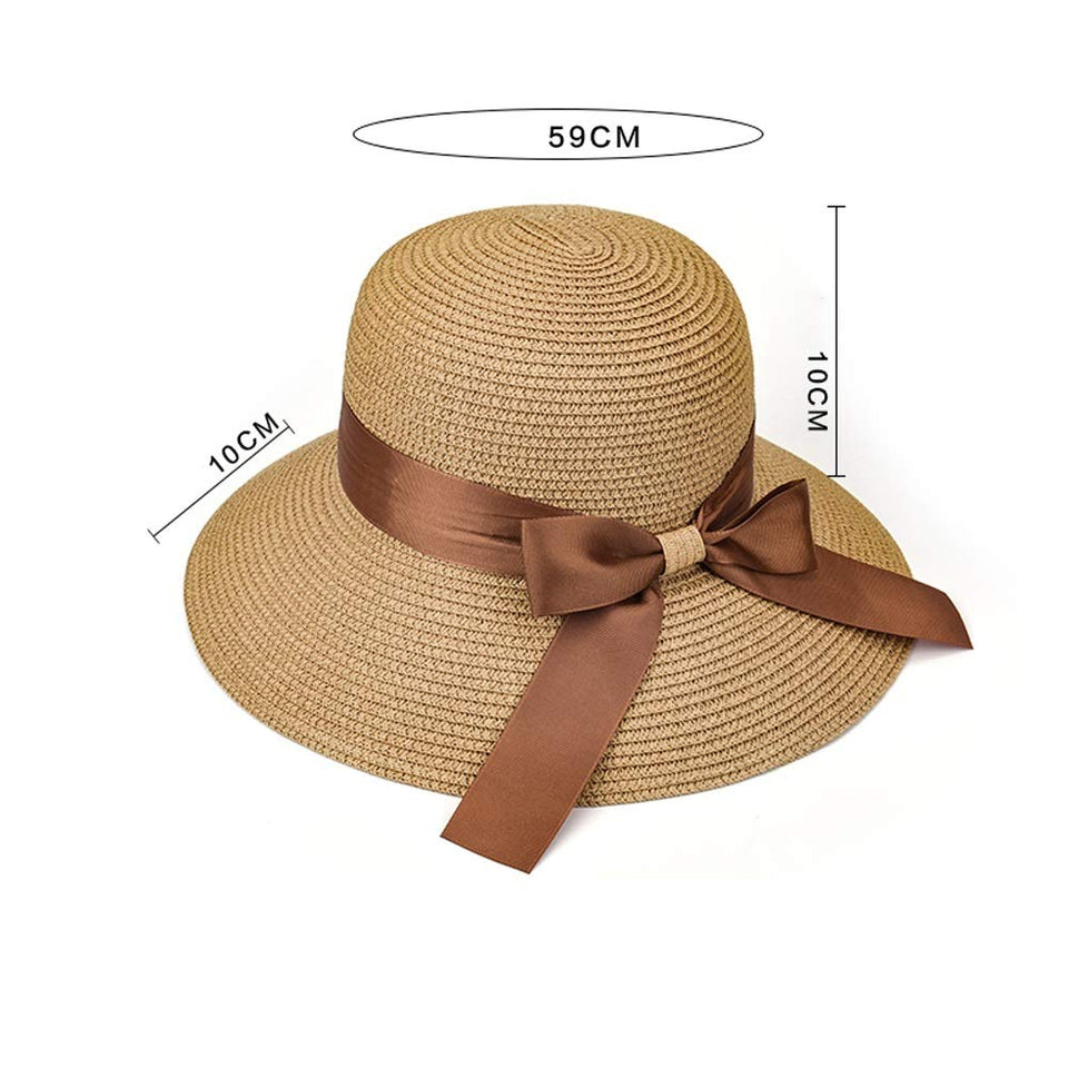 LDDENDP Sombrero de paja Sombrero para el sol Sombrero ancho plegable de tela Sombrero de paja hecho a mano Hipster Dama Sombrero de paja Pescador Sombrero de paja Cómodo y transpirable Salvaje Person