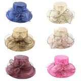BrawljRORty - Sombrero para mujer, elegante, para boda, fiesta, iglesia, viaje, dama, ala ancha, flor, Azul, Una talla