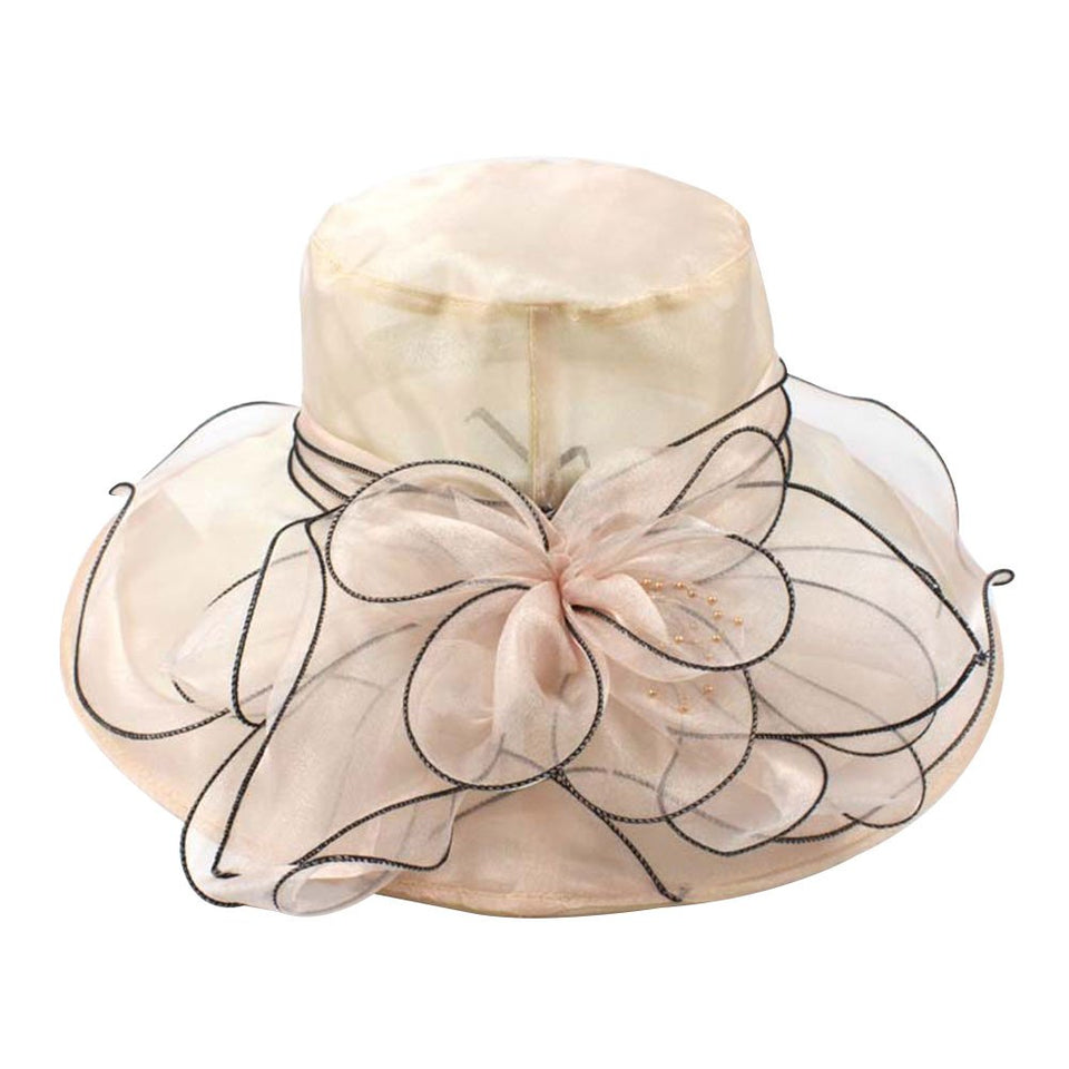 BrawljRORty - Sombrero para mujer, elegante, para boda, fiesta, iglesia, viaje, dama, ala ancha, flor, Azul, Una talla