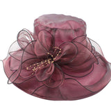 BrawljRORty - Sombrero para mujer, elegante, para boda, fiesta, iglesia, viaje, dama, ala ancha, flor, Azul, Una talla