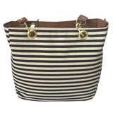 Bolsa Para Mujer. De playa y de tela.Blanco y rayas azules. Ultra ligera, comoda y practica. Disponible en color Blanco,Negro,Camel,Rosa y Amarillo.