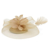 Fenical Pinza para el Cabello, Sombrero de Copa Mini Sombrero con Flores, Malla, Arco, Horquilla, Accesorio para Disfraz, para Dama de niña