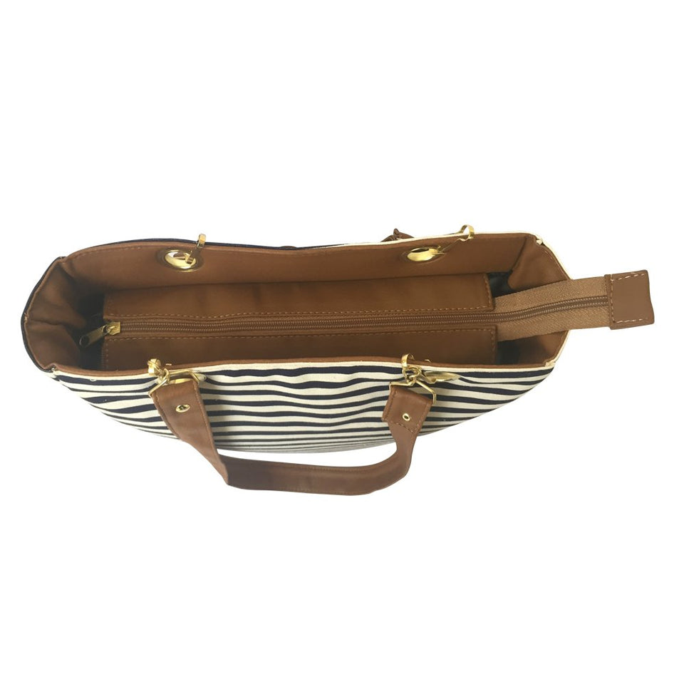 Bolsa Para Mujer. De playa y de tela.Blanco y rayas azules. Ultra ligera, comoda y practica. Disponible en color Blanco,Negro,Camel,Rosa y Amarillo.