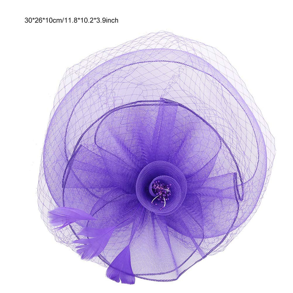 AUNMAS Sombrero de Malla Plumas Falsas Velo Flor Diadema Banquete Accesorios para el Cabello Dama Sombrero para la Boda Vestirse Cosplay Fiesta Fotografía(3#)