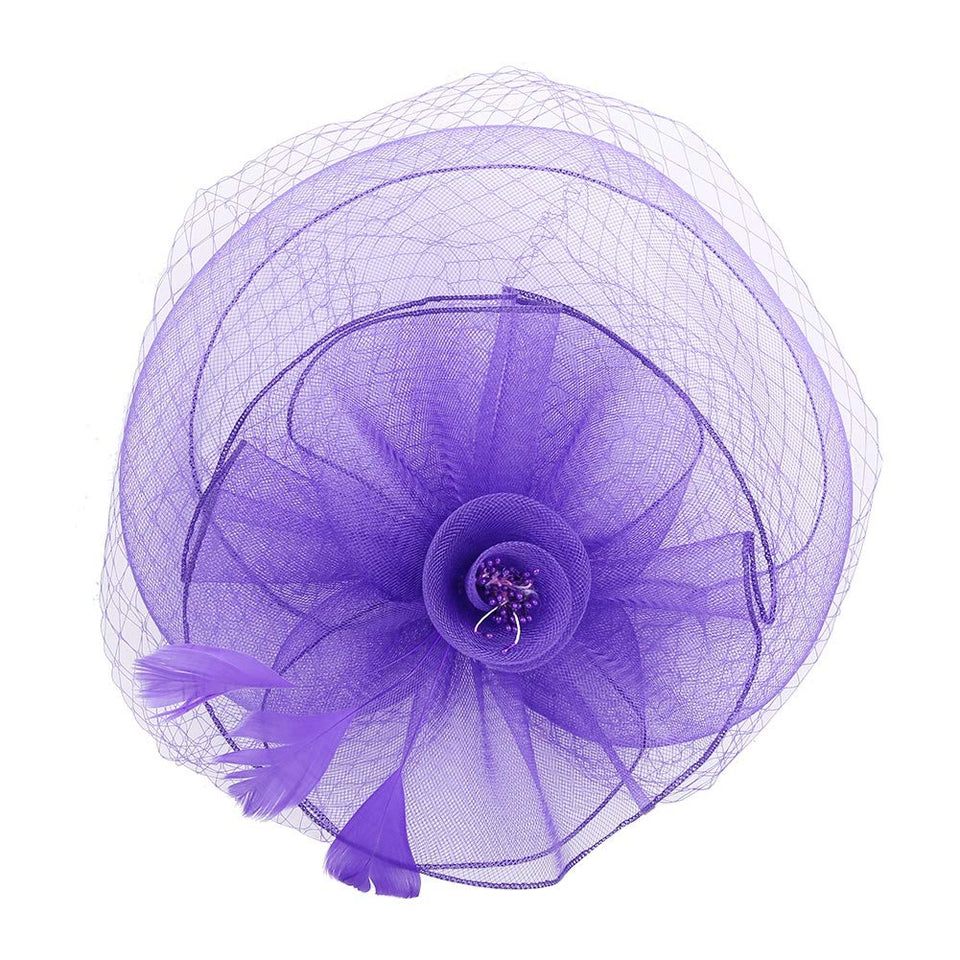 AUNMAS Sombrero de Malla Plumas Falsas Velo Flor Diadema Banquete Accesorios para el Cabello Dama Sombrero para la Boda Vestirse Cosplay Fiesta Fotografía(3#)