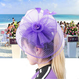 AUNMAS Sombrero de Malla Plumas Falsas Velo Flor Diadema Banquete Accesorios para el Cabello Dama Sombrero para la Boda Vestirse Cosplay Fiesta Fotografía(3#)