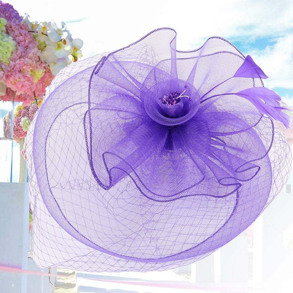 AUNMAS Sombrero de Malla Plumas Falsas Velo Flor Diadema Banquete Accesorios para el Cabello Dama Sombrero para la Boda Vestirse Cosplay Fiesta Fotografía(3#)