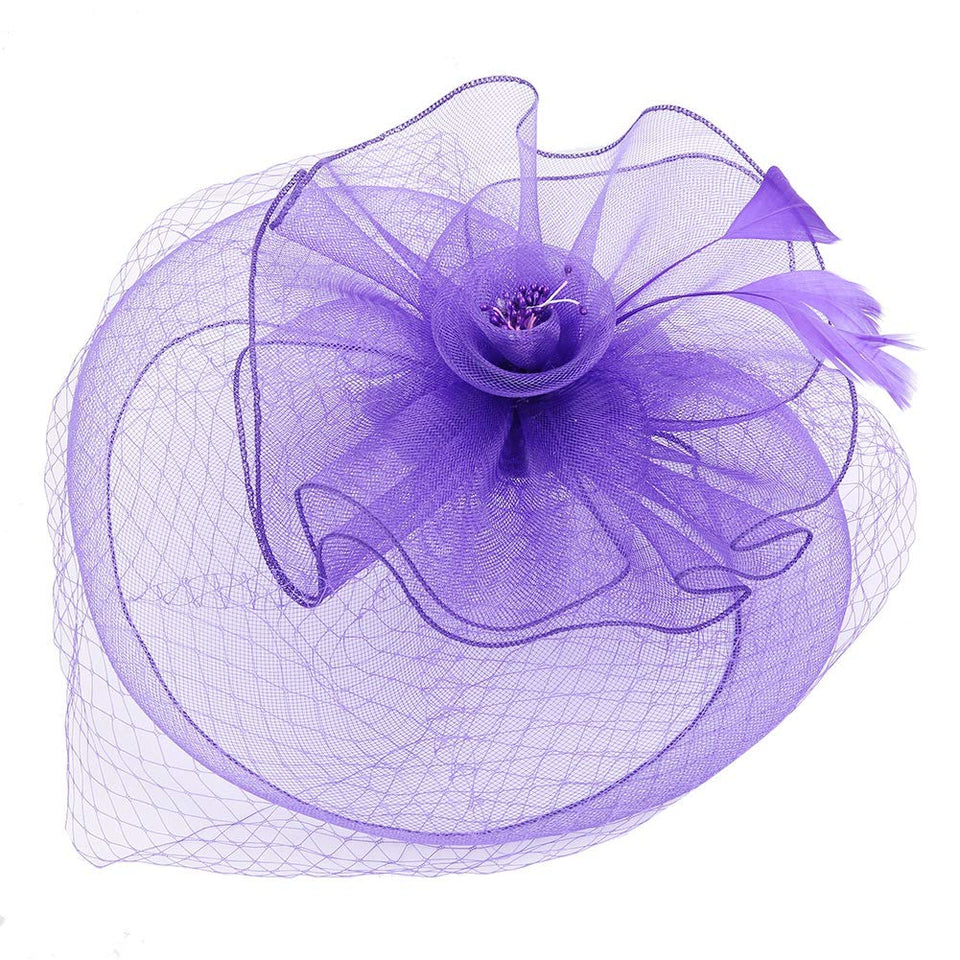 AUNMAS Sombrero de Malla Plumas Falsas Velo Flor Diadema Banquete Accesorios para el Cabello Dama Sombrero para la Boda Vestirse Cosplay Fiesta Fotografía(3#)
