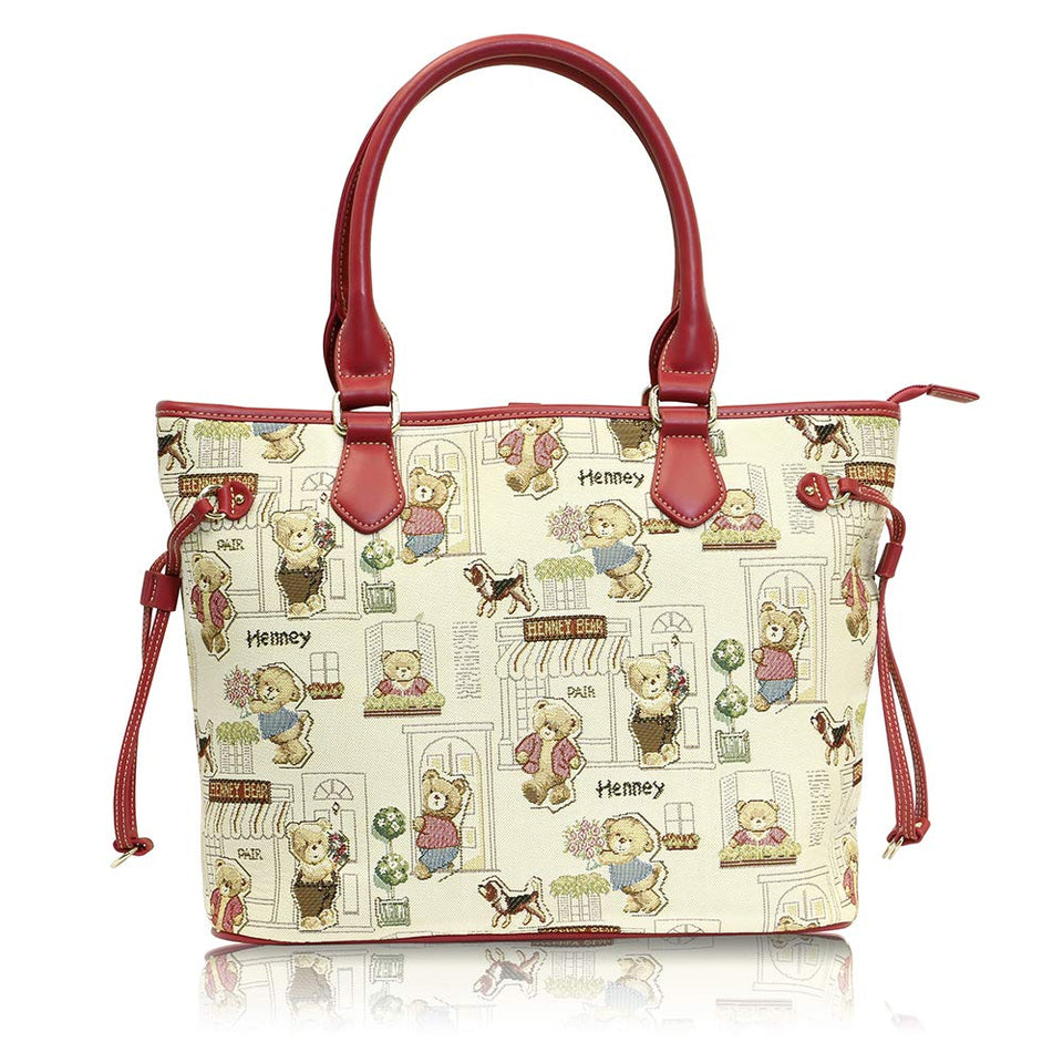 BOLSA DE MUJER AL HOMBRO Y CON ASAS HENNEY BEAR. Tiernos estampados de ositos. Para uso casual y ocasiones especiales.