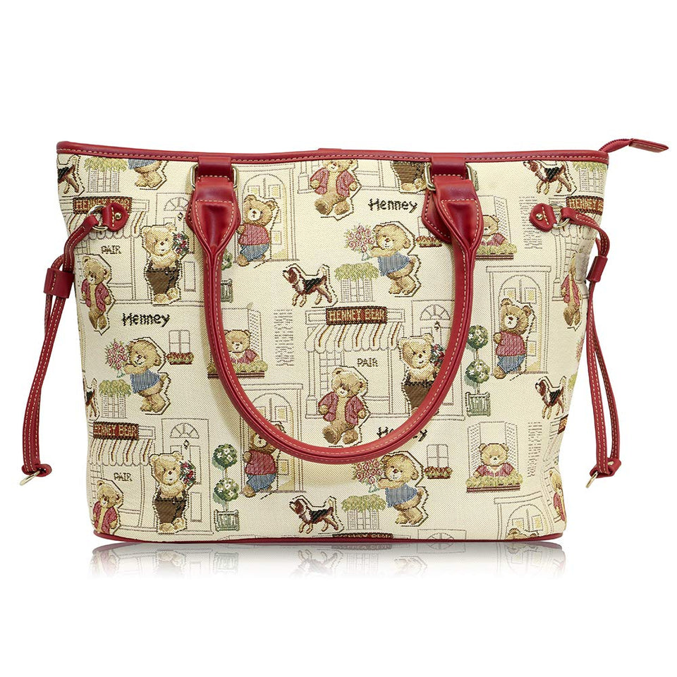 BOLSA DE MUJER AL HOMBRO Y CON ASAS HENNEY BEAR. Tiernos estampados de ositos. Para uso casual y ocasiones especiales.