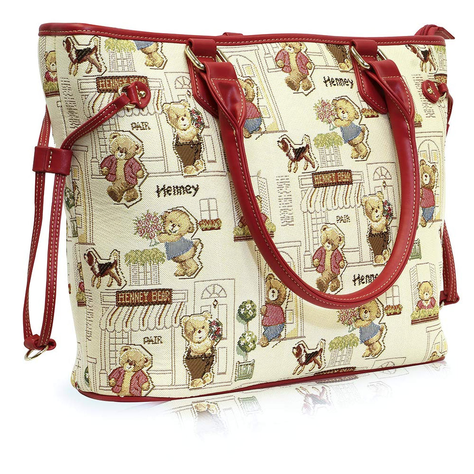 BOLSA DE MUJER AL HOMBRO Y CON ASAS HENNEY BEAR. Tiernos estampados de ositos. Para uso casual y ocasiones especiales.