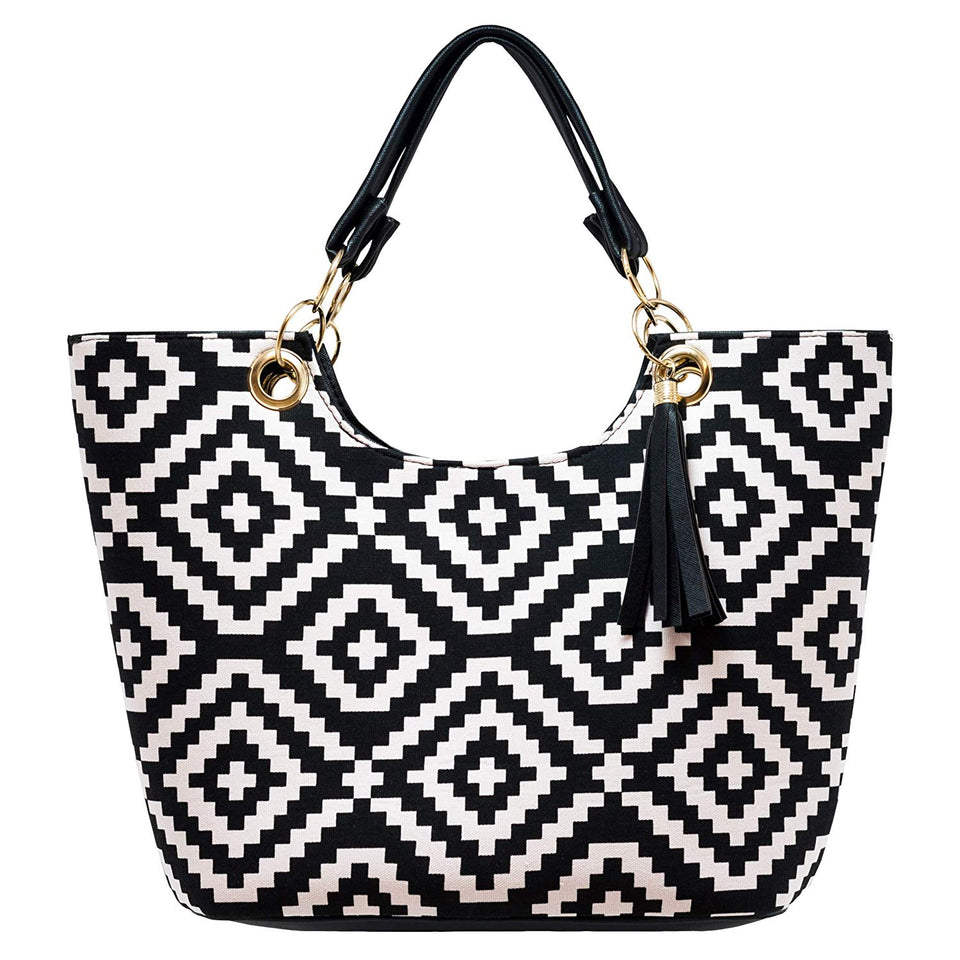 Bolsa de Dama Grande Blanco Modelo A-401 Bolso de Mujer"Bonita Bags" 31x31x12cm