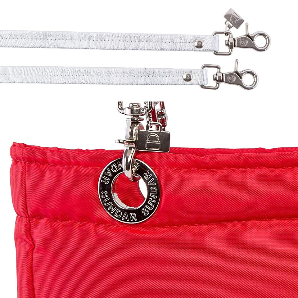 Bolsa para mujer marca Sundar ® Basica Roja c/cierre asas Plata Tradicional
